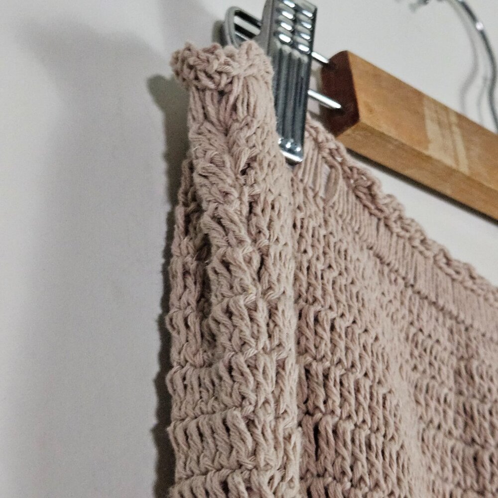 Free People Crochet Knit Skirt Medium Tan Midi Boho Coastal Beach Festival - Picture 5 of 12